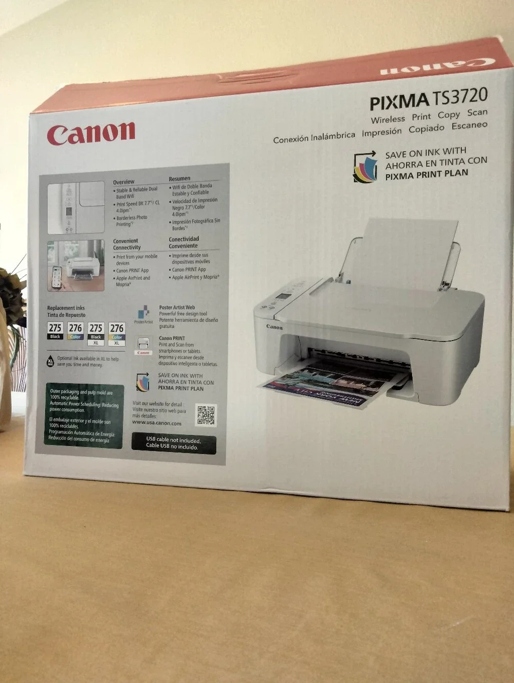 New Canon PIXMA TS3720 White All-in-One Wireless Printer